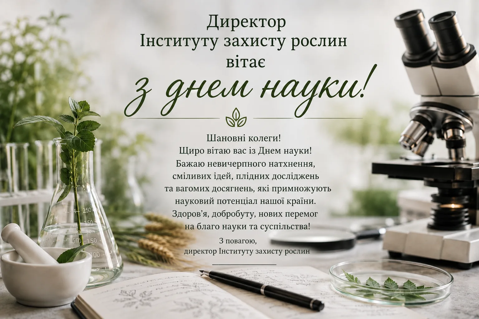 Директор Інституту захисту рослин НААН Олександр Борзих вітає з Днем науки!